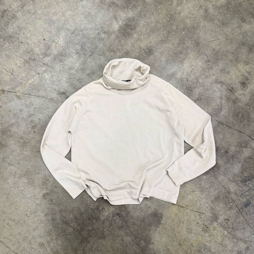 Vintage 70s Givenchy sport beige cream embroidered turtleneck